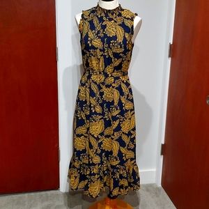 COPY - NWT J Crew dress in gold and navy floral pattern